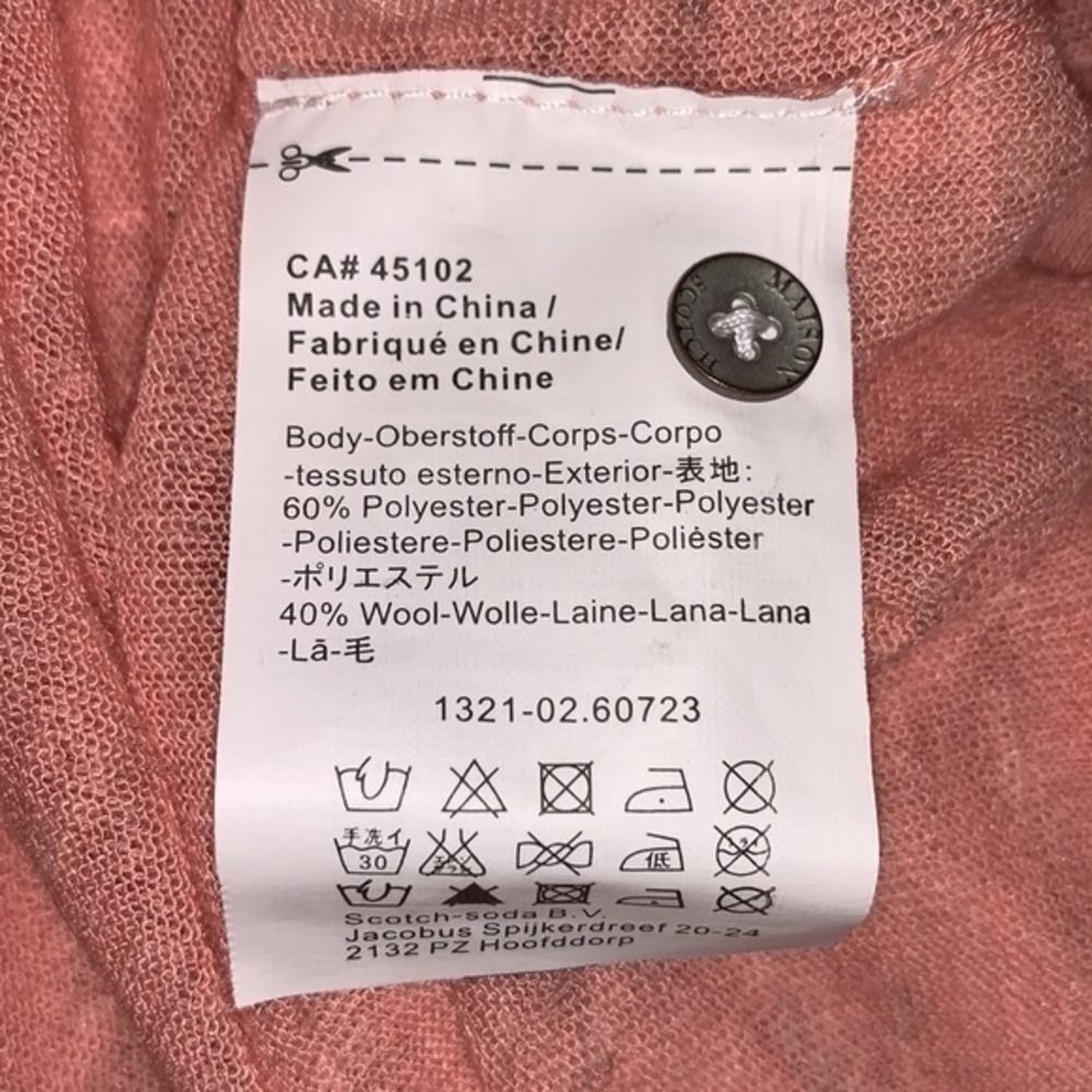 Scotch & Soda Peach‎ 3/4" Sleeve Light Weight V-Neck Sweater Size 1 - Picture 11 of 11